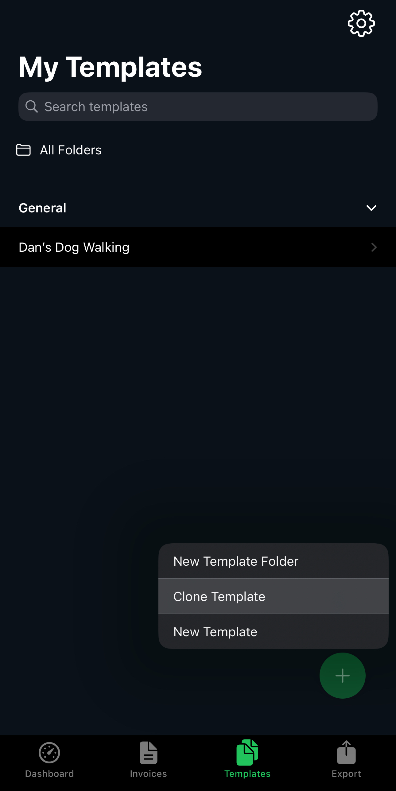 Selecting from invoice templates
